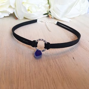 Multicoloured Sea glass double choker necklace